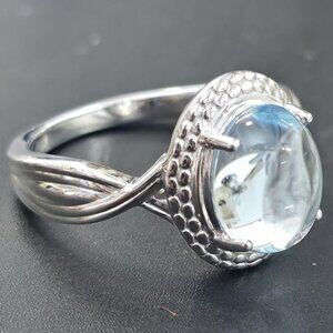 Silver Blue Topaz(2.25ct) Rhodium Plated Ring (~weight 4.36g)